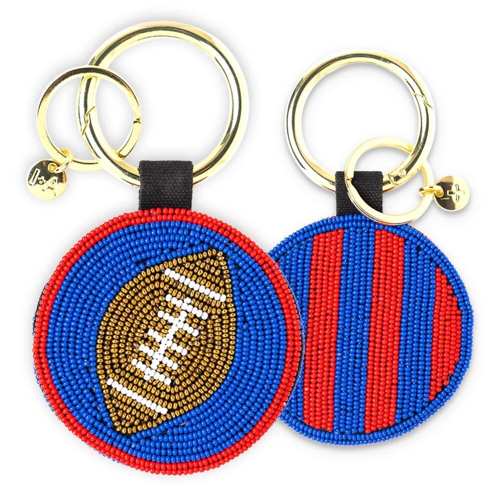 5485 Game Day Football Beaded Bag Charm – Handcrafted Keychain for Sports